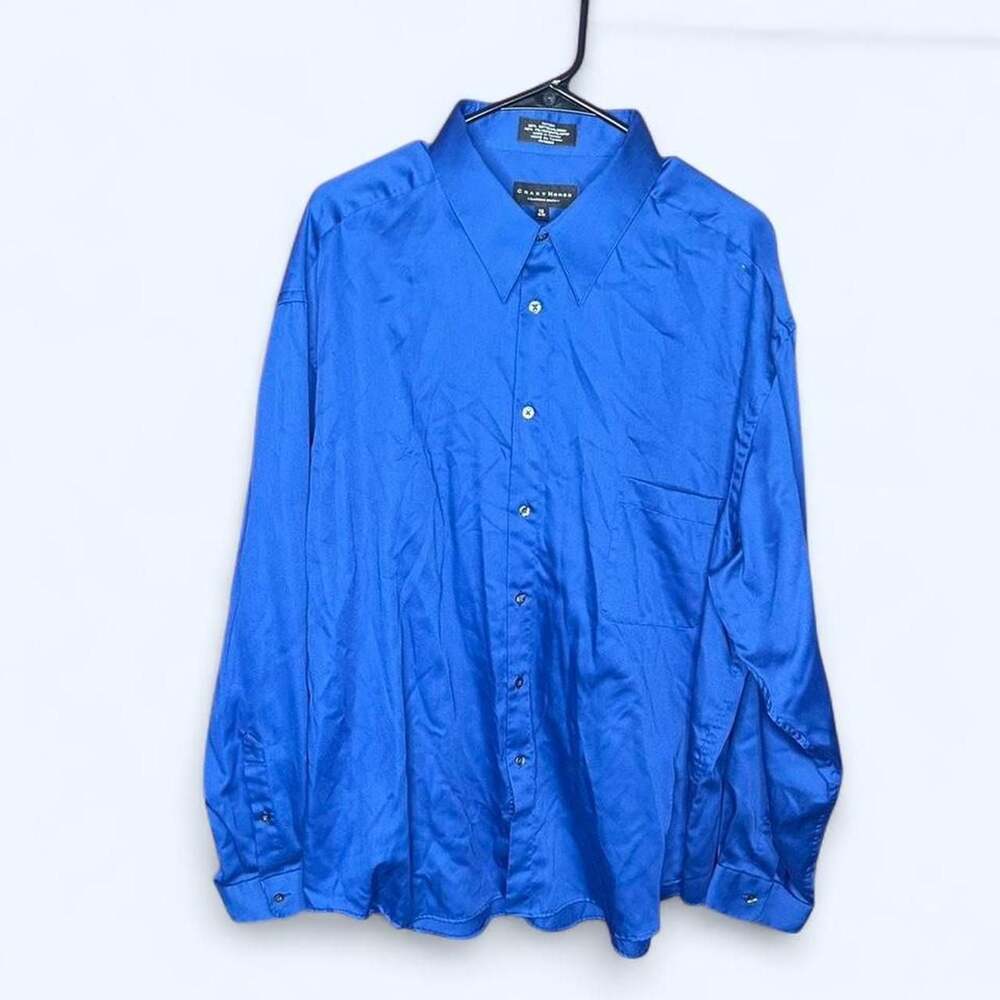 Crazy Horse A Claiborne Company Royal Blue Sateen Dress Shirt